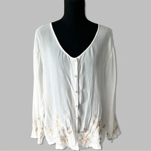 Vintage Raindrops Semi Sheer Embroidered Sequins Blouse